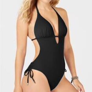 NWT Bar III Women's One Piece Swimsuit XS, S, XL Black Plunge Neckline Cutout